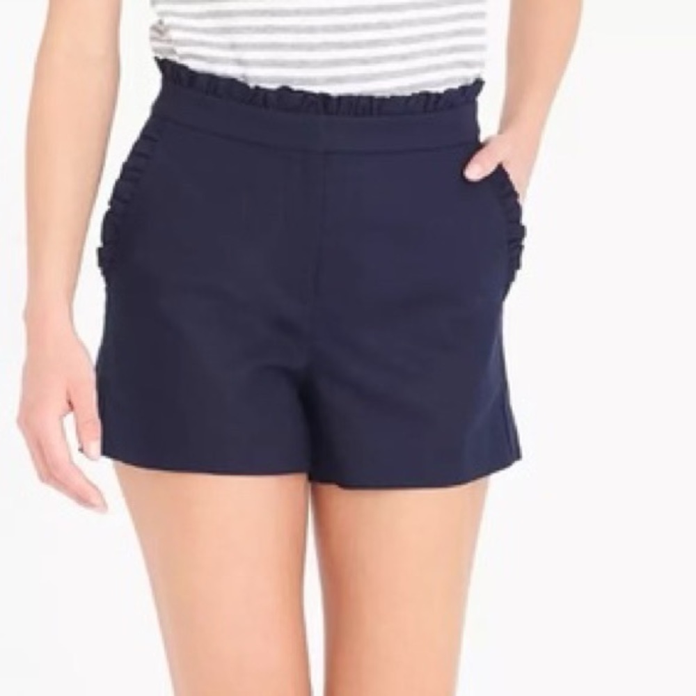 NWOT J.Crew Navy Shorts with Ruffle Detail